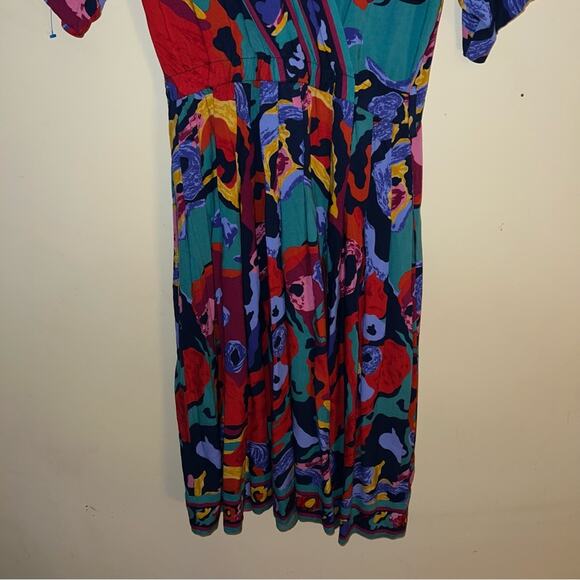 VNTG TOGETHER bright pattern midi dress 6 - Picture 3 of 5